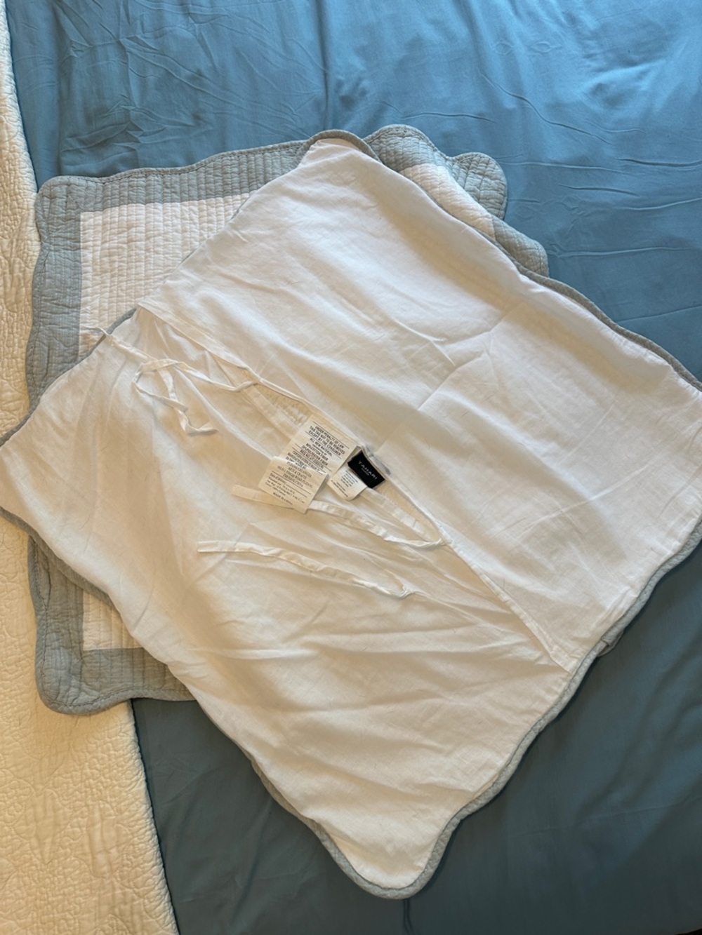 Classic Quilted White and Light Green euro pillow covers - Picture 2 of 3